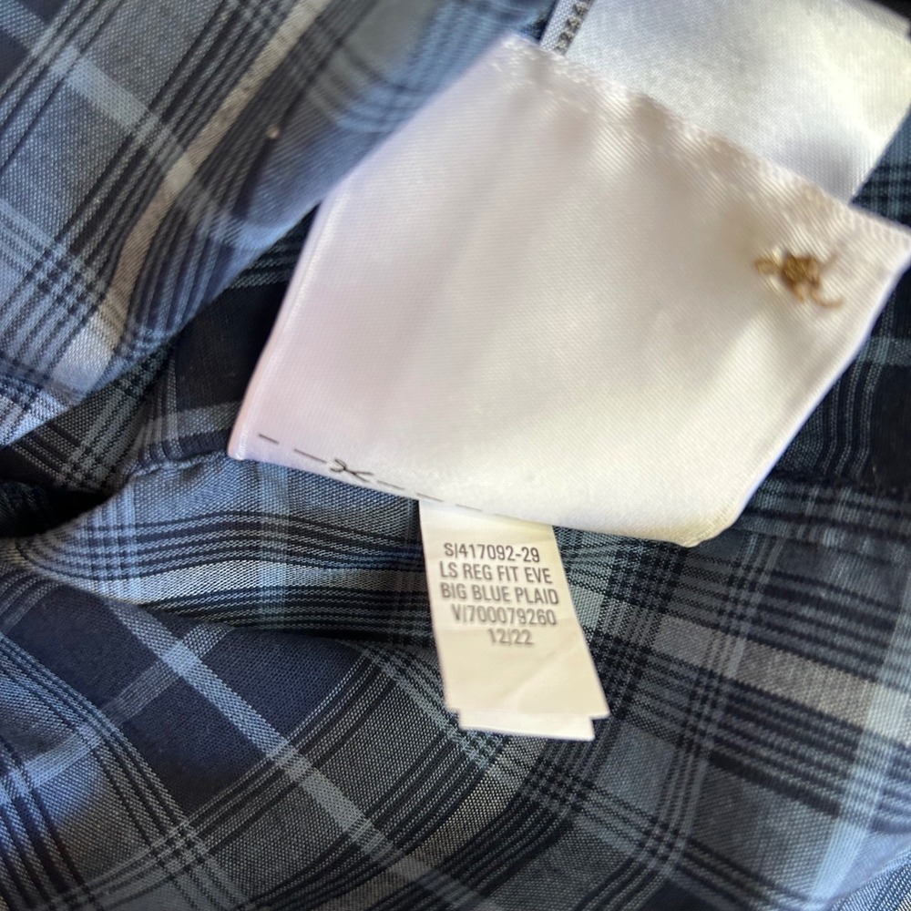 Old Navy Everyday Shirt XXL Tall Blue Plaid Regular Fit Built-In Flex Mens L/S - Picture 9 of 9